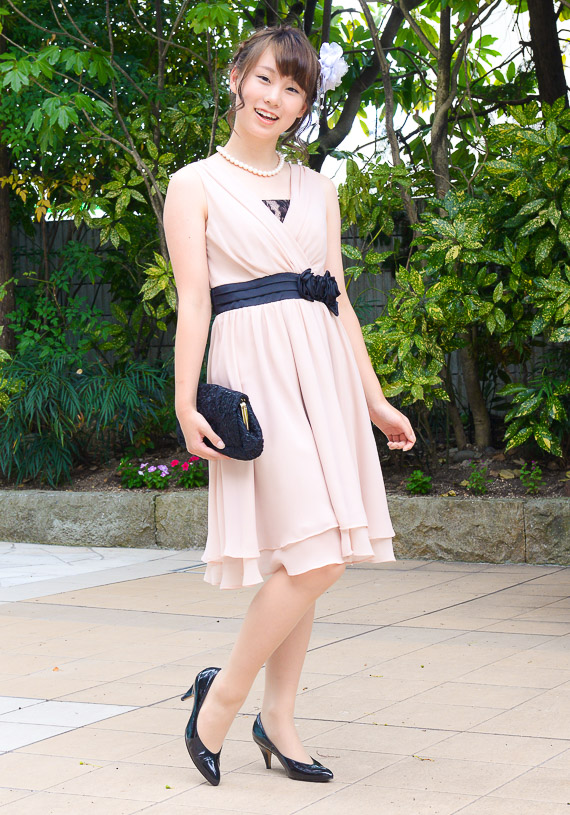 ウエスト切替黒花付