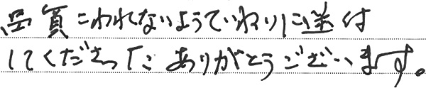品質こわれないよう　ていねいに送付してくださった
ありがとうございます。