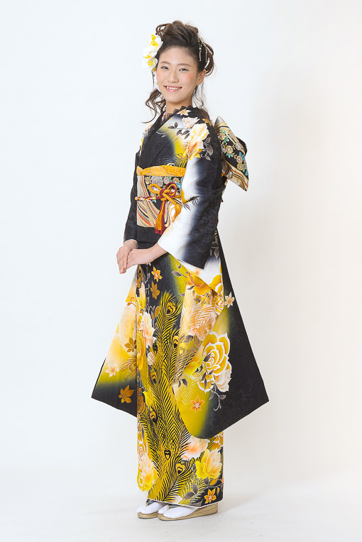 黄黒/輝バラに孔雀羽