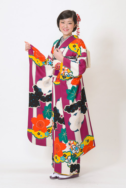 紫／白　ストライプ