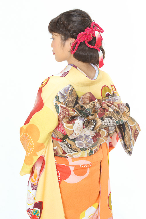 黄/オレンジ古典大柄