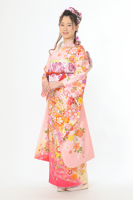 ピンク地に小花/桜