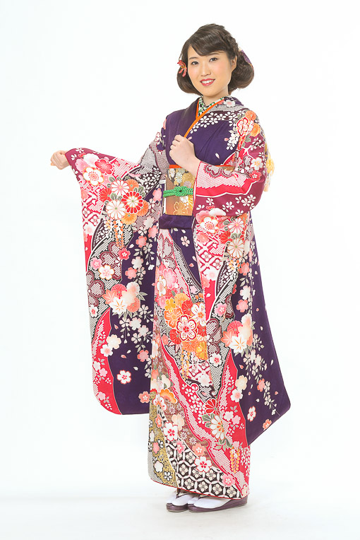 紫地にピンク/桜