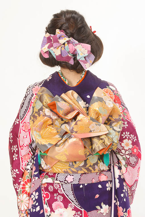 紫地にピンク/桜