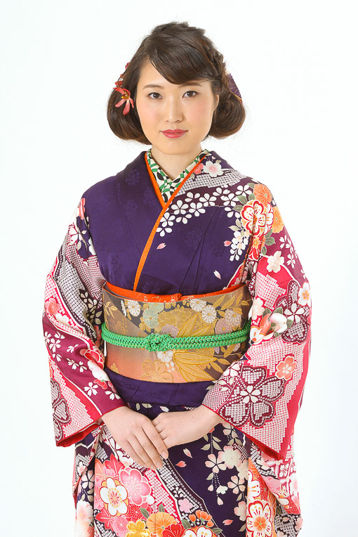 紫地にピンク/桜