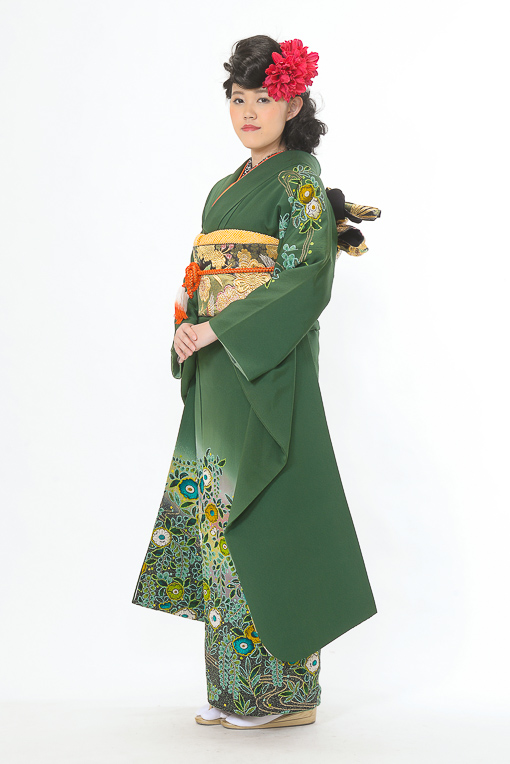 モスグリーン花柄