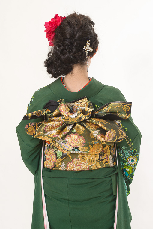 モスグリーン花柄