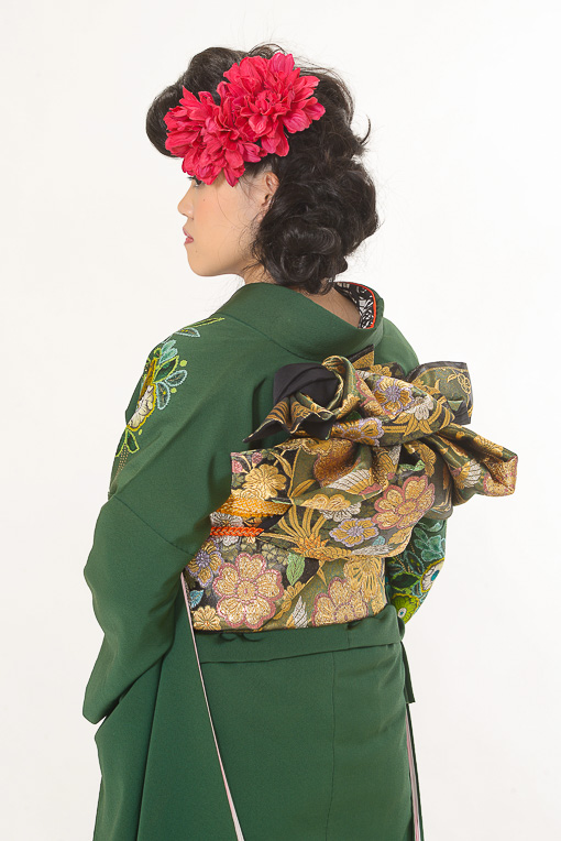 モスグリーン花柄