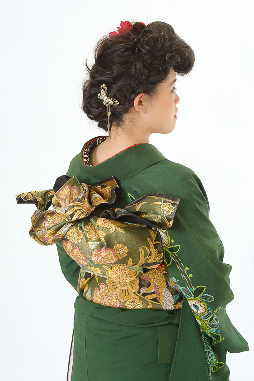 モスグリーン花柄