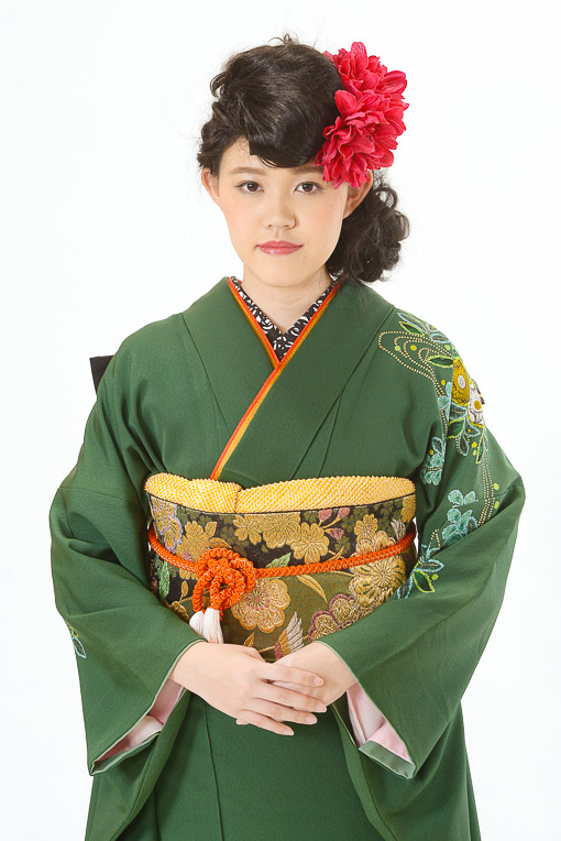 モスグリーン花柄