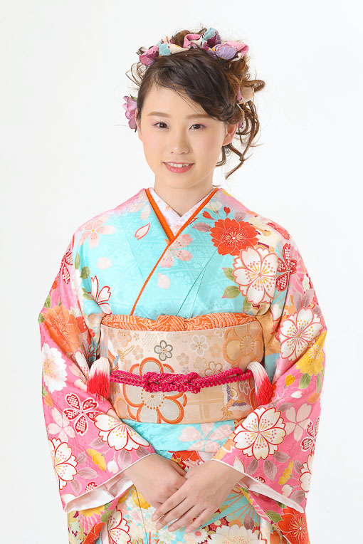 水色/ピンク 桜小花