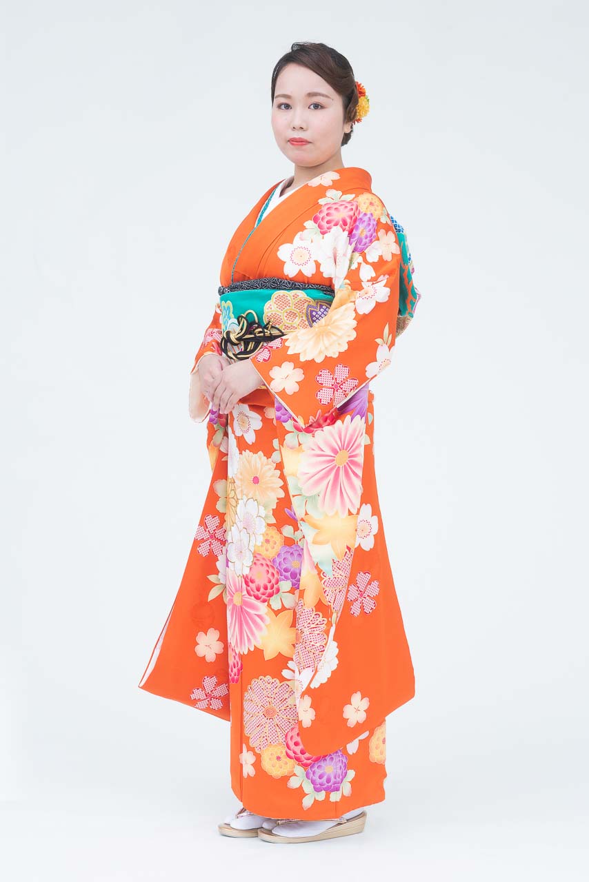 橙地に万寿菊華