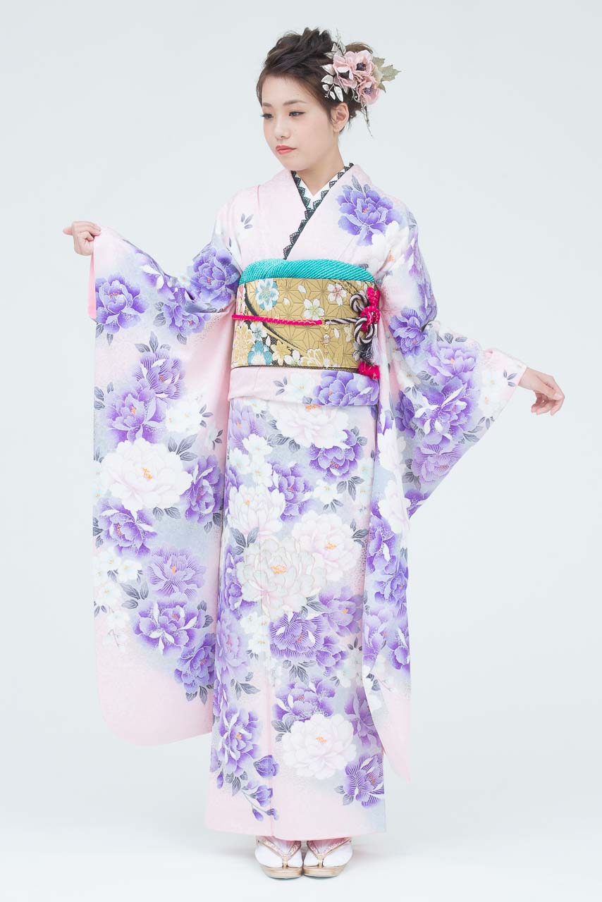 ピンク地紫大華