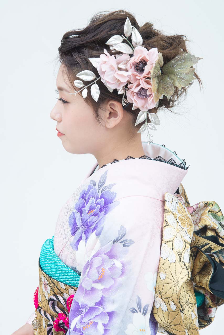 ピンク地紫大華