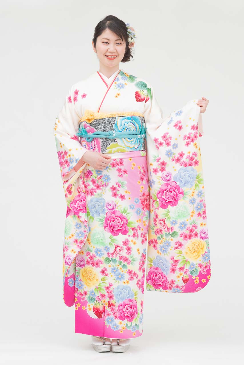 白地に花模様スワロフスキー