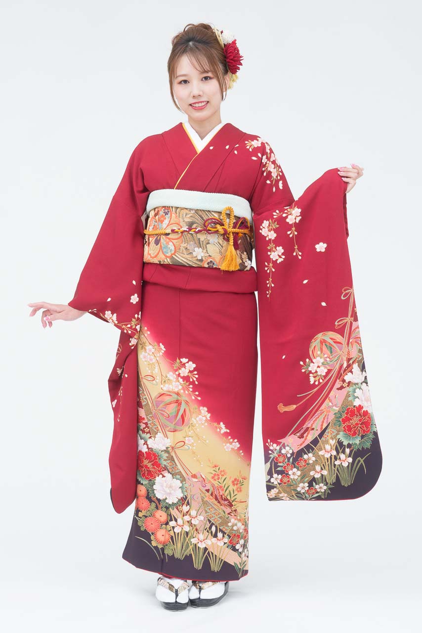 赤地桜模様グラデーション