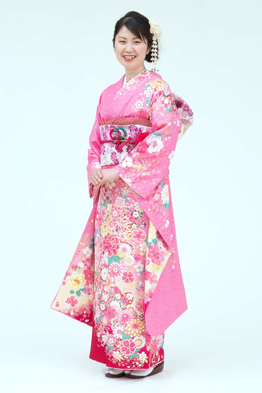 ピンク牡丹に桜