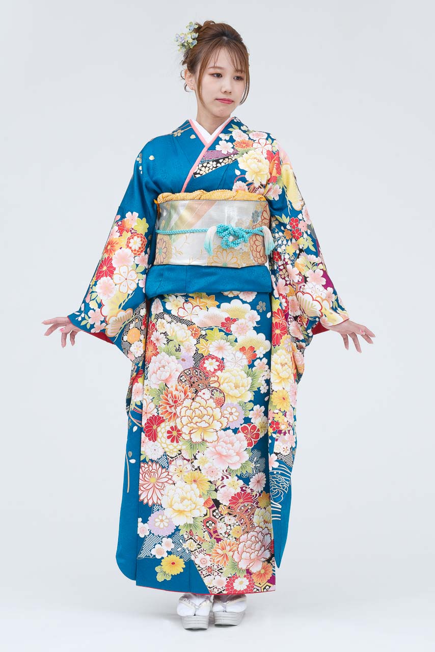 ターコイズ小花柄