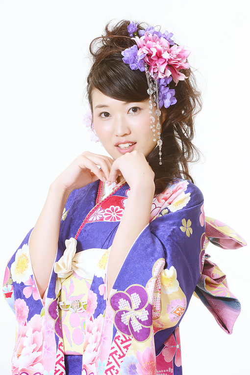 青紫地熨斗梅柄