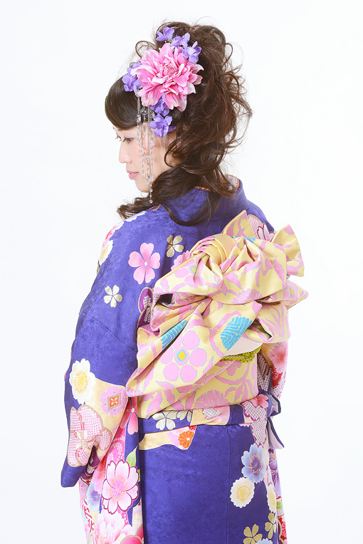 青紫地熨斗梅柄