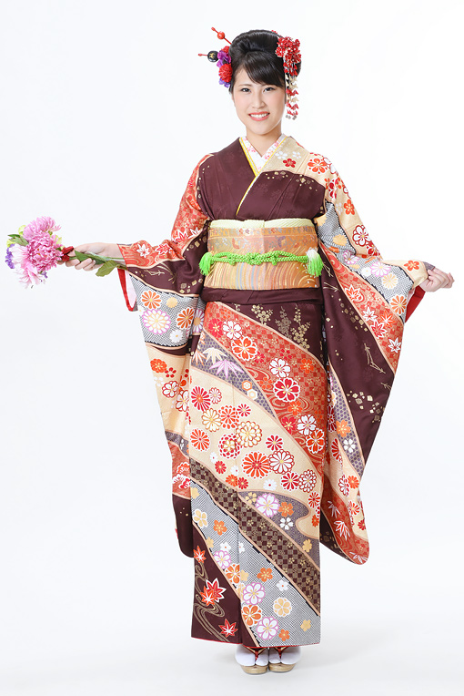 あずき色オレンジ花