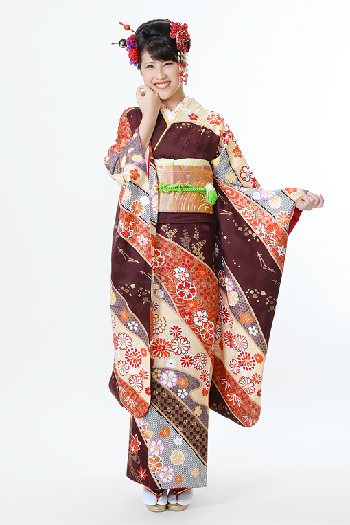 あずき色オレンジ花