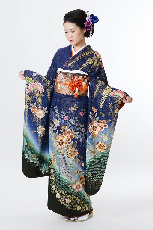 裾グリーン波模様