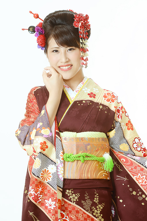 あずき色オレンジ花