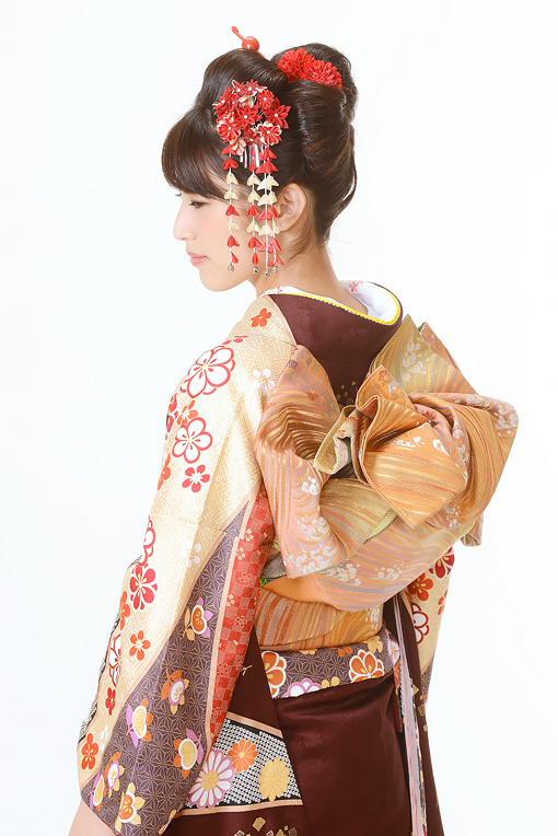 あずき色オレンジ花