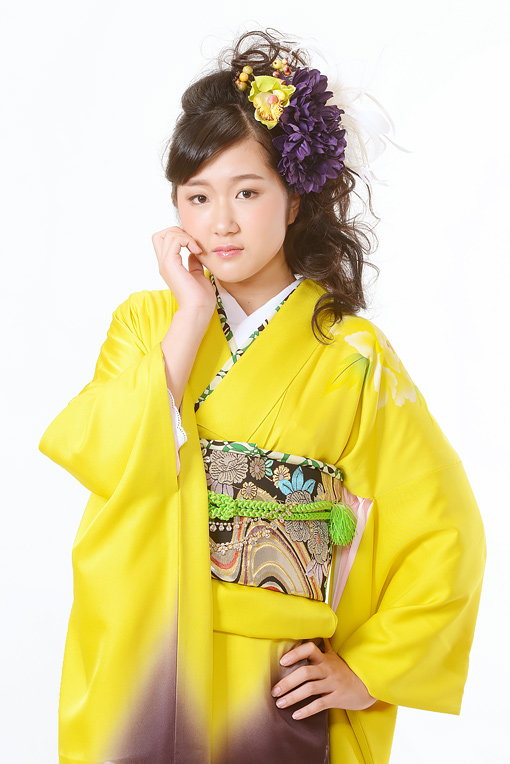 黄色黒ぼかし薔薇柄