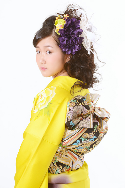 黄色黒ぼかし薔薇柄