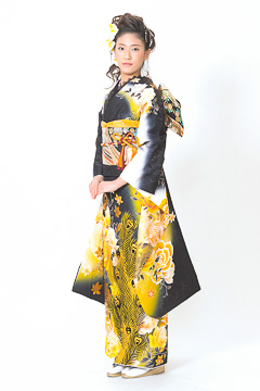 黄黒/輝バラに孔雀羽