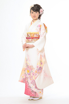 白地にピンク小花