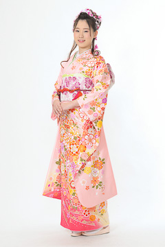 ピンク地に小花/桜