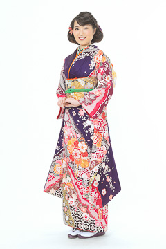 紫地にピンク/桜