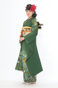 モスグリーン花柄