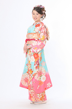 水色/ピンク 桜小花