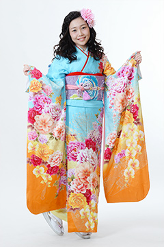 水色オレンジ大輪花