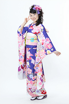 青紫地熨斗梅柄