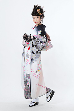 白地ぼかし桜柄