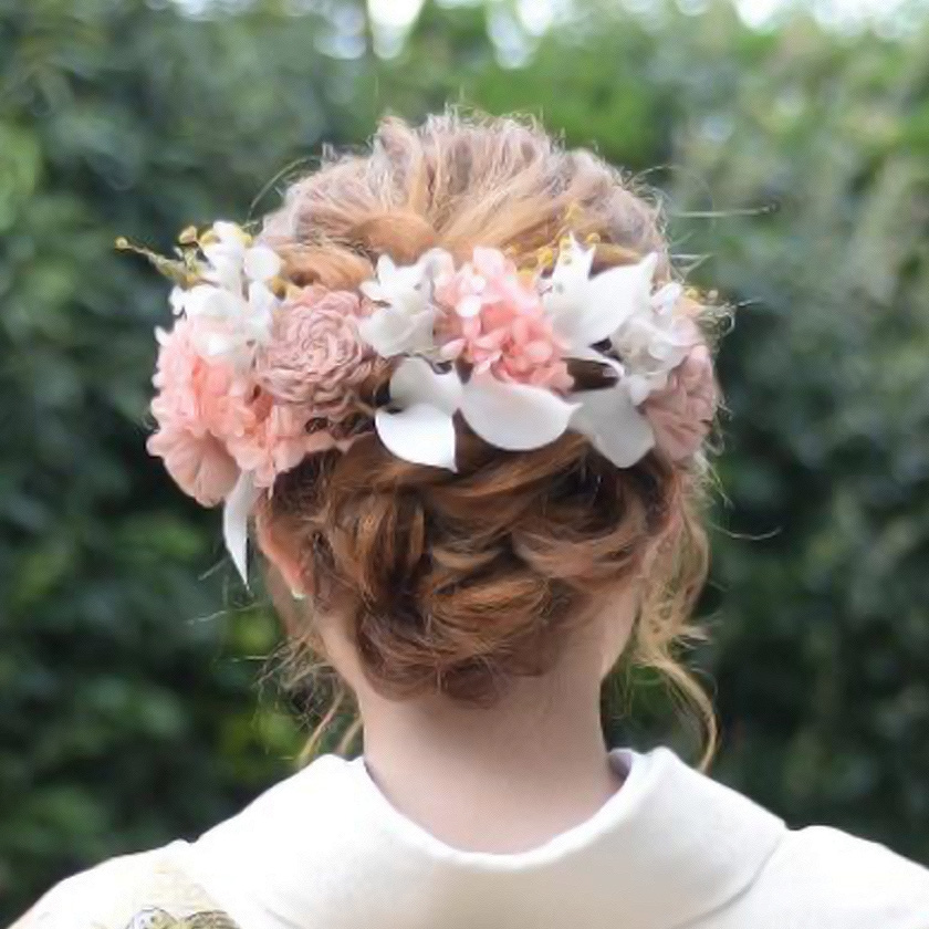 ドライフラワー編み込みスタイル